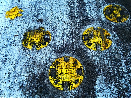 Retarder or zebra crossing in winterの写真素材