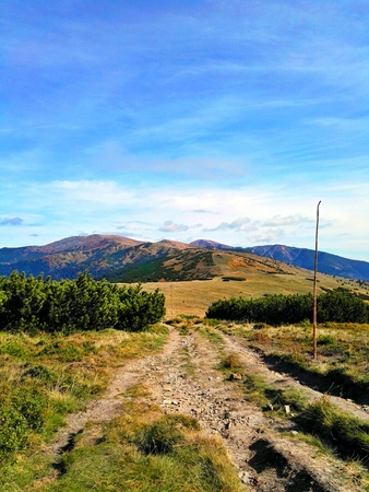 Low Tatras Slovakia mountain hike, way of Latiborska Holaの写真素材