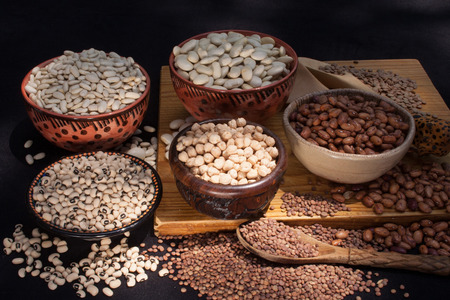 A still life showing some of the locally grown beans from the African continent, taken under the...