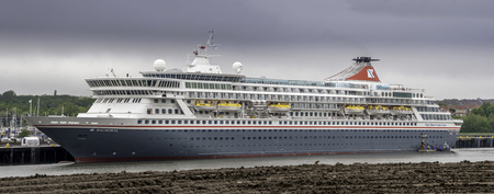 Balmoral is the largest of four cruise ships owned and operated by Fred Olsen Cruise Lines. Built 1988 in Papenburg, West Germany. Port of Tyne, Newcastle upon Tyne, England, UK, May 26 2016.のeditorial素材