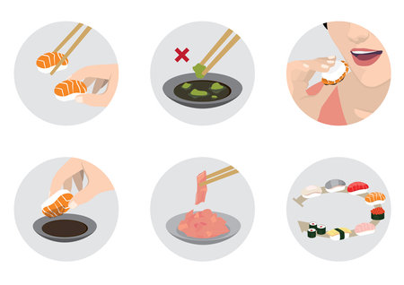 The correct way of eating sushiのイラスト素材