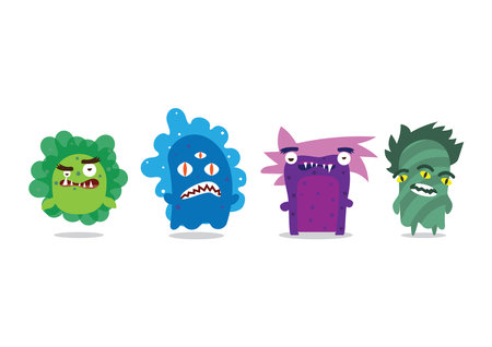 Scary Monster looking virus illustrationsのイラスト素材