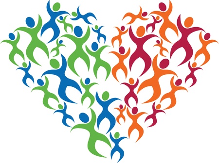 Illustration art of a love shape peoples with isolated backgroundのイラスト素材