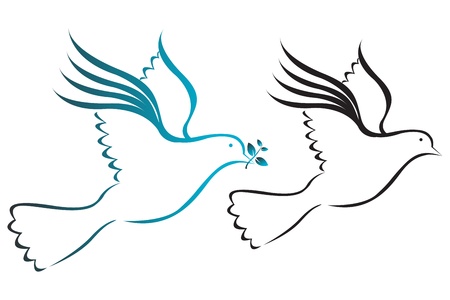 Illustration art of a doves with isolated backgroundのイラスト素材