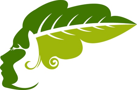 Illustration art of a leaf woman with isolated backgroundのイラスト素材