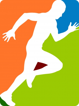 Illustration art of a running man with isolated background のイラスト素材