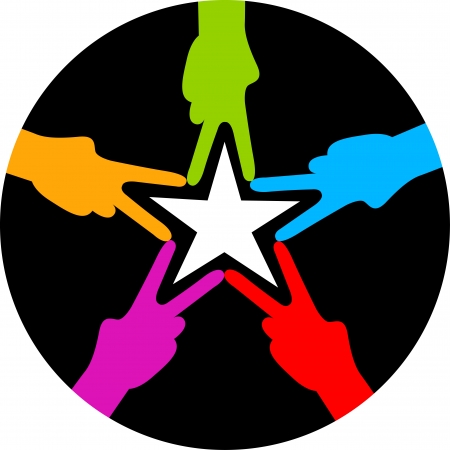 Illustration art of a hand star with isolated backgroundのイラスト素材