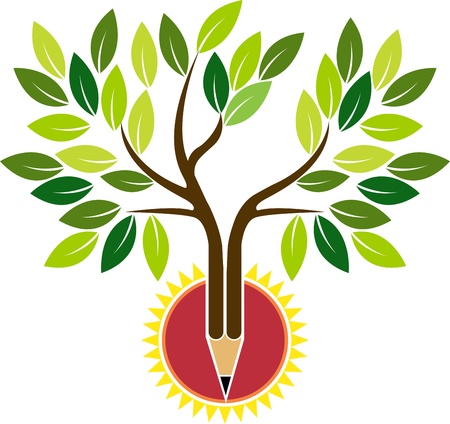 Illustration art of a pencil tree with isolated background のイラスト素材