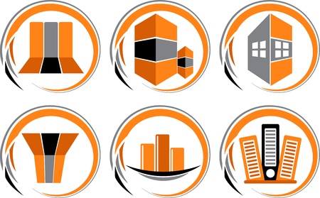 Illustration art of building collection logo with isolated backgroundのイラスト素材