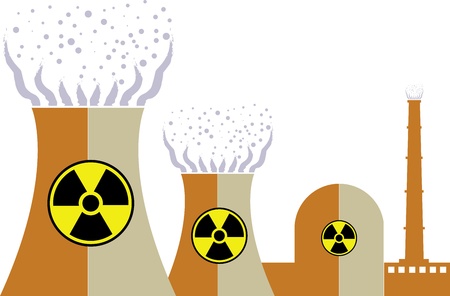 Illustration art of a nuclear plant logo with isolated background のイラスト素材