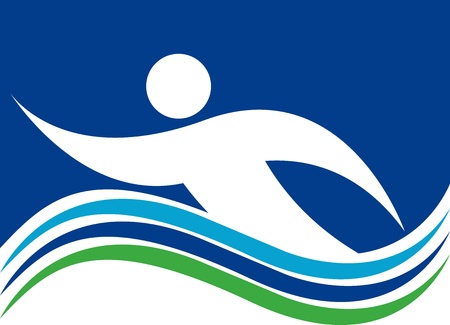 Illustration art of a Swimming logo with isolated backgroundのイラスト素材
