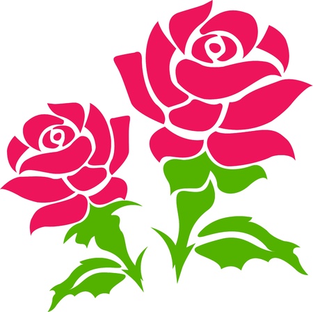 Illustration art of a two rose with isolated backgroundのイラスト素材