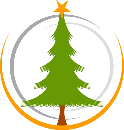 Illustration art of a christmas tree with isolated backgroundのイラスト素材