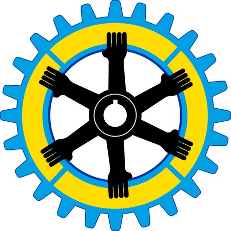 Illustration art of a gear hands with isolated background のイラスト素材