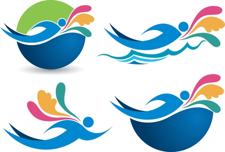 Illustration art of a Swimming with isolated backgroundのイラスト素材