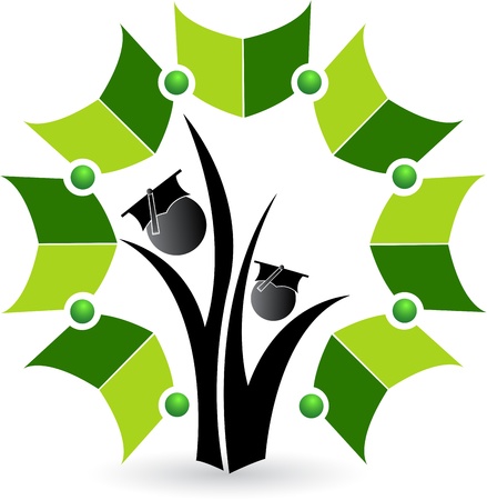 Illustration art of a education tree with isolated backgroundのイラスト素材