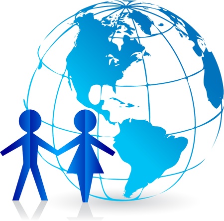 Illustration art of a couple world with isolated backgroundのイラスト素材