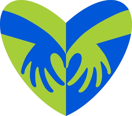 Illustration drawing of a hand heart with white background のイラスト素材