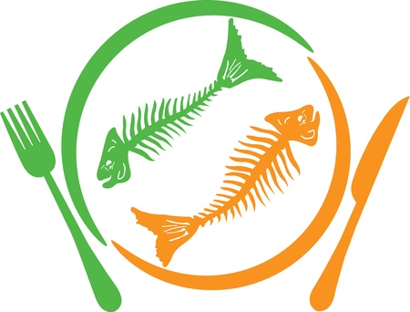 illustration art of dead fish with isolated background