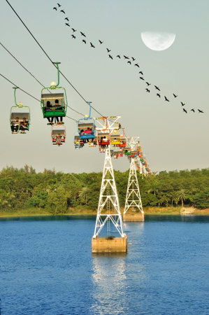 cable car above the expo Queensland in Chennaiのeditorial素材
