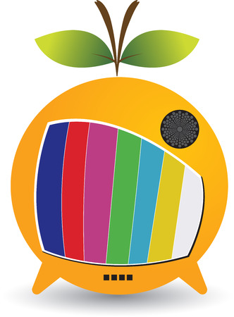Illustration art of a Fruit TV logo with isolated backgroundのイラスト素材