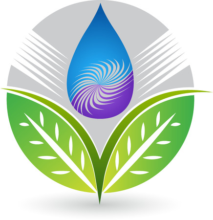 Illustration art of a purified drop with leaf isolated backgroundのイラスト素材