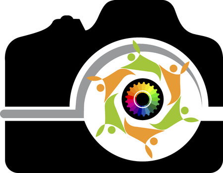 Illustration art of a couple camera logo with isolated backgroundのイラスト素材