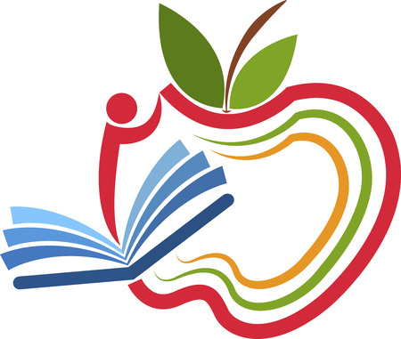 Illustration art of a apple education logo  with isolated backgroundのイラスト素材