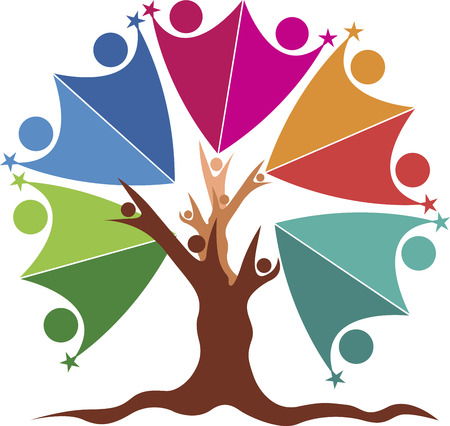 Illustration art of a couple tree logo with isolated backgroundのイラスト素材