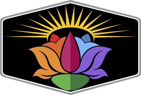 Illustration art of a sun flower logo with isolated backgroundのイラスト素材