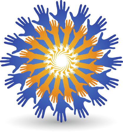 Illustration art of a round hands logo with isolated backgroundのイラスト素材