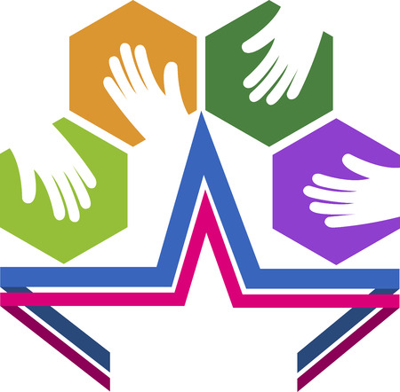 Illustration art of a star hands logo with isolated backgroundのイラスト素材
