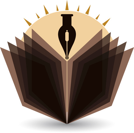 Illustration art of a bright pen and book icon with isolated backgroundのイラスト素材
