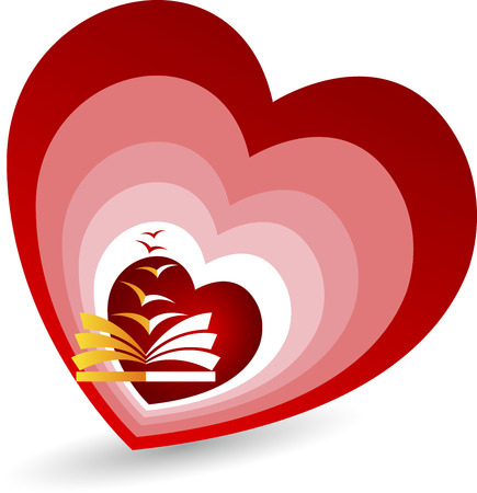 Illustration art of a love book fly icon with isolated backgroundのイラスト素材