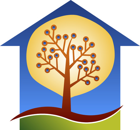 Illustration art of a home circuit tree icon with isolated backgroundのイラスト素材