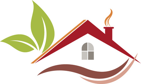 Illustration art of a Eco home icon with isolated backgroundのイラスト素材