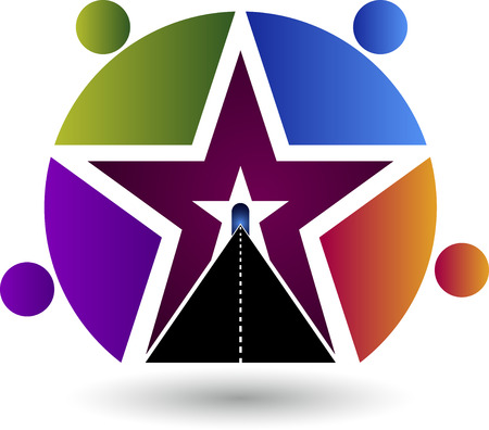 Illustration art of a way to aim star icon with isolated backgroundのイラスト素材