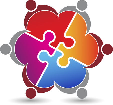 Illustration art of a puzzle couple icon with isolated backgroundのイラスト素材