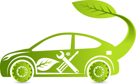 Illustration art of a Eco car service icon with isolated backgroundのイラスト素材