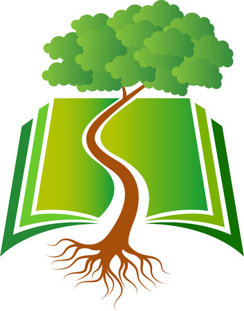 Illustration art of a book tree icon with isolated backgroundのイラスト素材