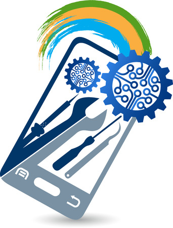 Illustration art of a mobile service icon with isolated backgroundのイラスト素材