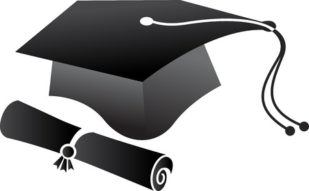 Illustration art of a pen graduation cap icon with isolated backgroundのイラスト素材