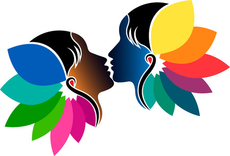 Illustration art of a couple face flower icon with isolated backgroundのイラスト素材