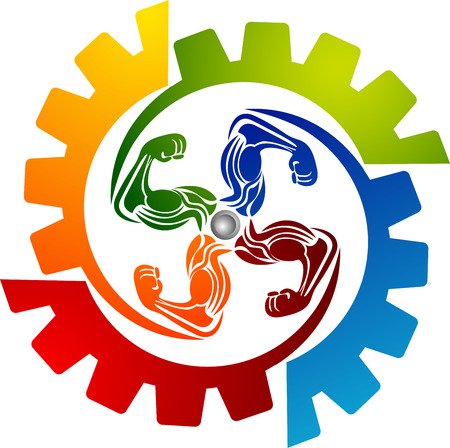 Illustration art of a hard factory worker icon with isolated backgroundのイラスト素材