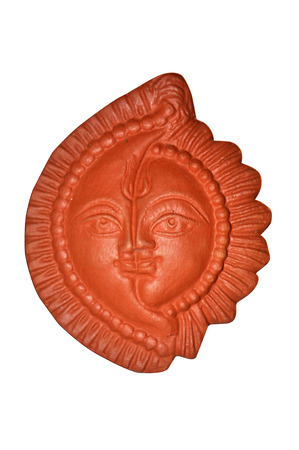 camera shot on terracotta couple orange sun faceの写真素材