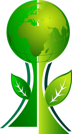 Illustration art of a globe tree icon with isolated backgroundのイラスト素材