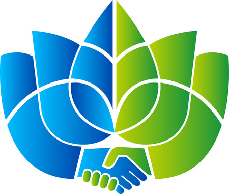 Illustration art of a hand flower icon with isolated backgroundのイラスト素材