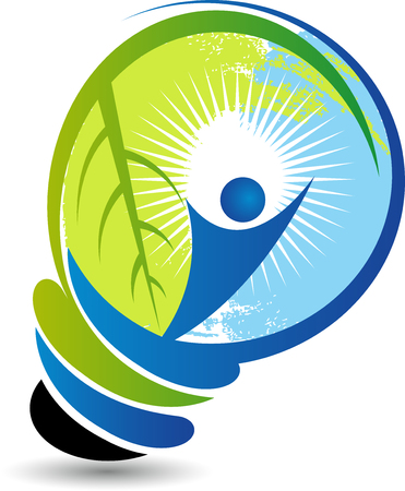 Illustration art of a Eco energy lamp icon with isolated backgroundのイラスト素材