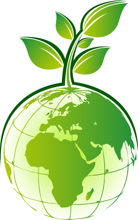 Illustration art of a globe tree icon design with isolated backgroundのイラスト素材