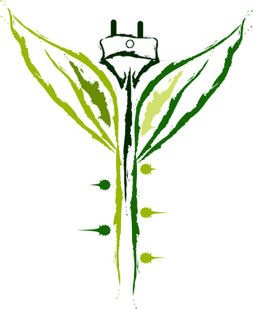 Illustration art of a brush stokes Eco energy with isolated backgroundのイラスト素材